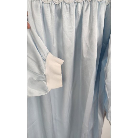 Vtg. Christian Dior Women's Sz. S Light Blue Long Sleeve Nigh Gown - Picture 4 of 7